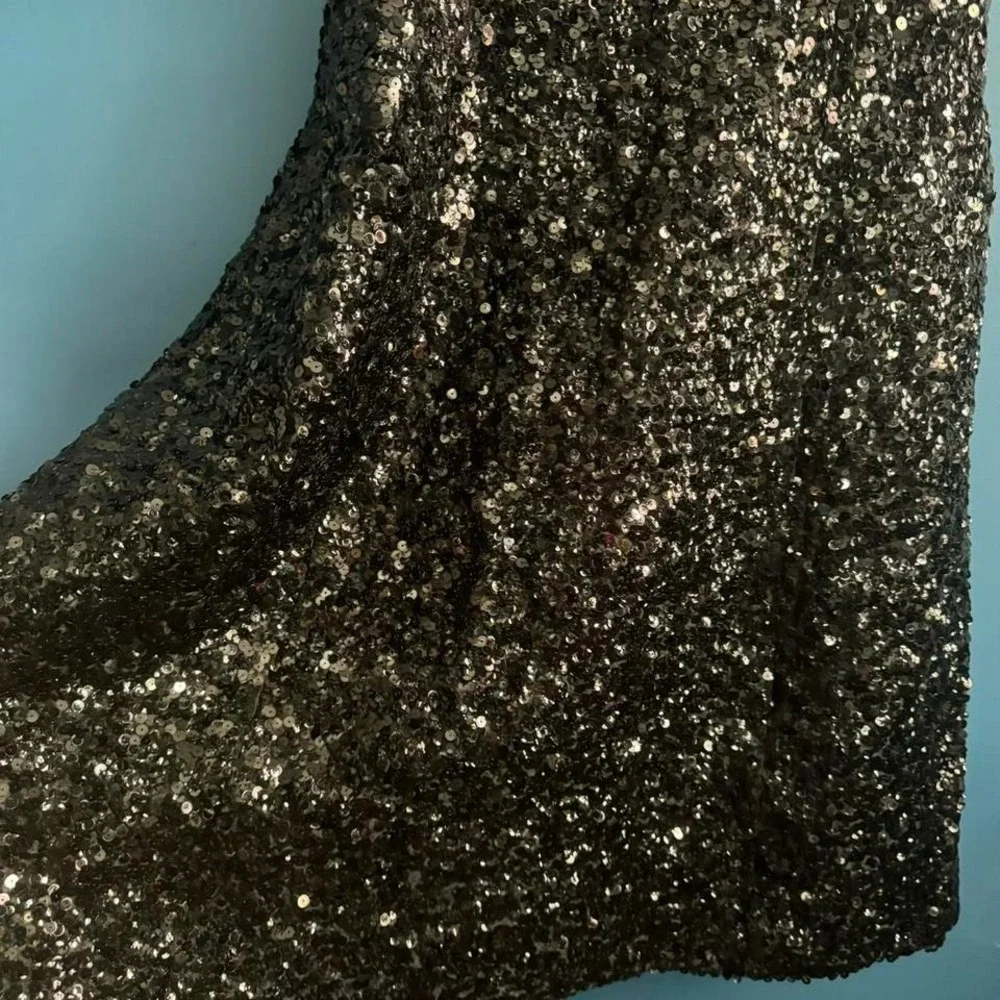 Kate Spade Sequin Fit and Flare Dress Women's Size 6 NWT Black Bow Festive Event